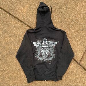 Skull Hoodie Y2K VTG L Measurement Black Pullover